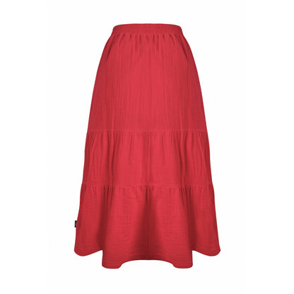 Crimson - Back - Weird Fish Womens-Ladies Lathika Tiered Organic Cotton Midi Skirt