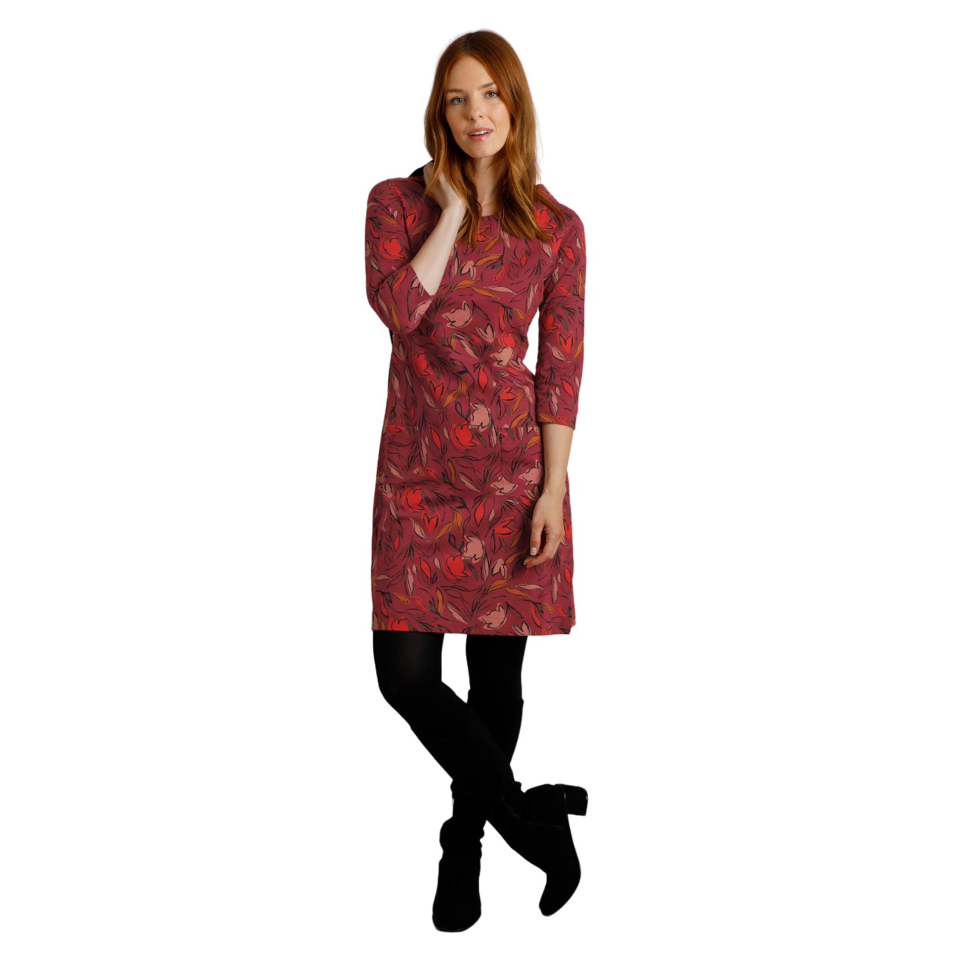 Rhubarb - Side - Weird Fish Womens-Ladies Starshine Jersey Organic Dress