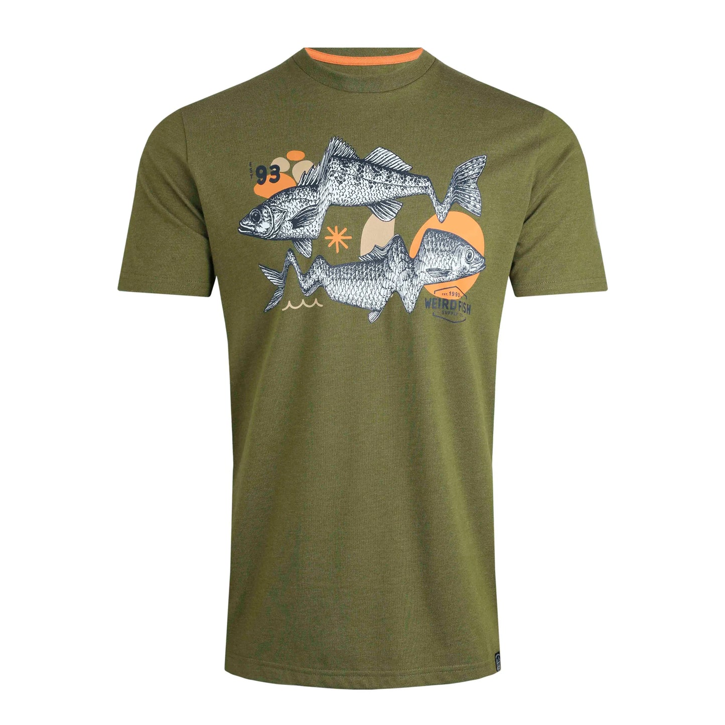 Olive Green - Front - Weird Fish Mens Reflection Graphic Print Eco Friendly T-Shirt