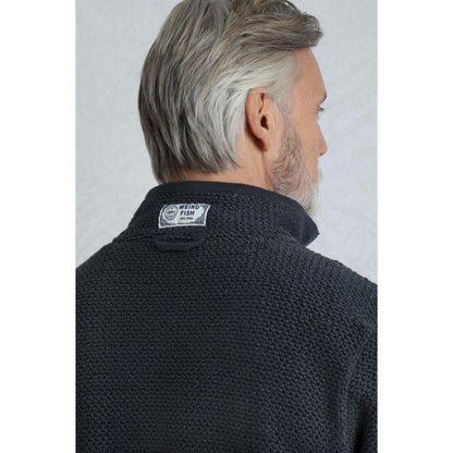 Dark Navy - Close up - Weird Fish Mens Kielder Limited Edition Macaroni Quarter Zip Pullover