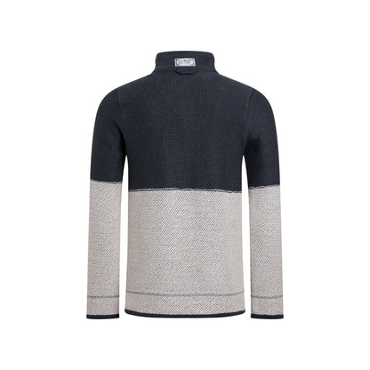 Dark Navy - Back - Weird Fish Mens Kielder Limited Edition Macaroni Quarter Zip Pullover