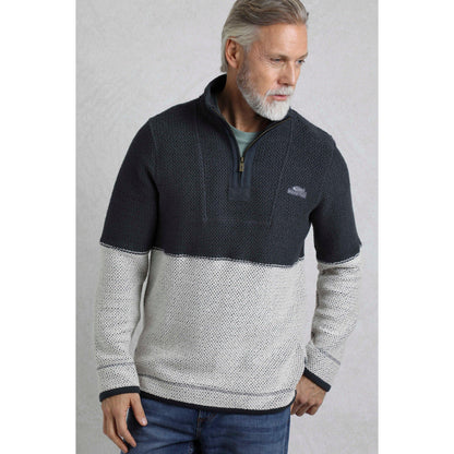 Dark Navy - Side - Weird Fish Mens Kielder Limited Edition Macaroni Quarter Zip Pullover