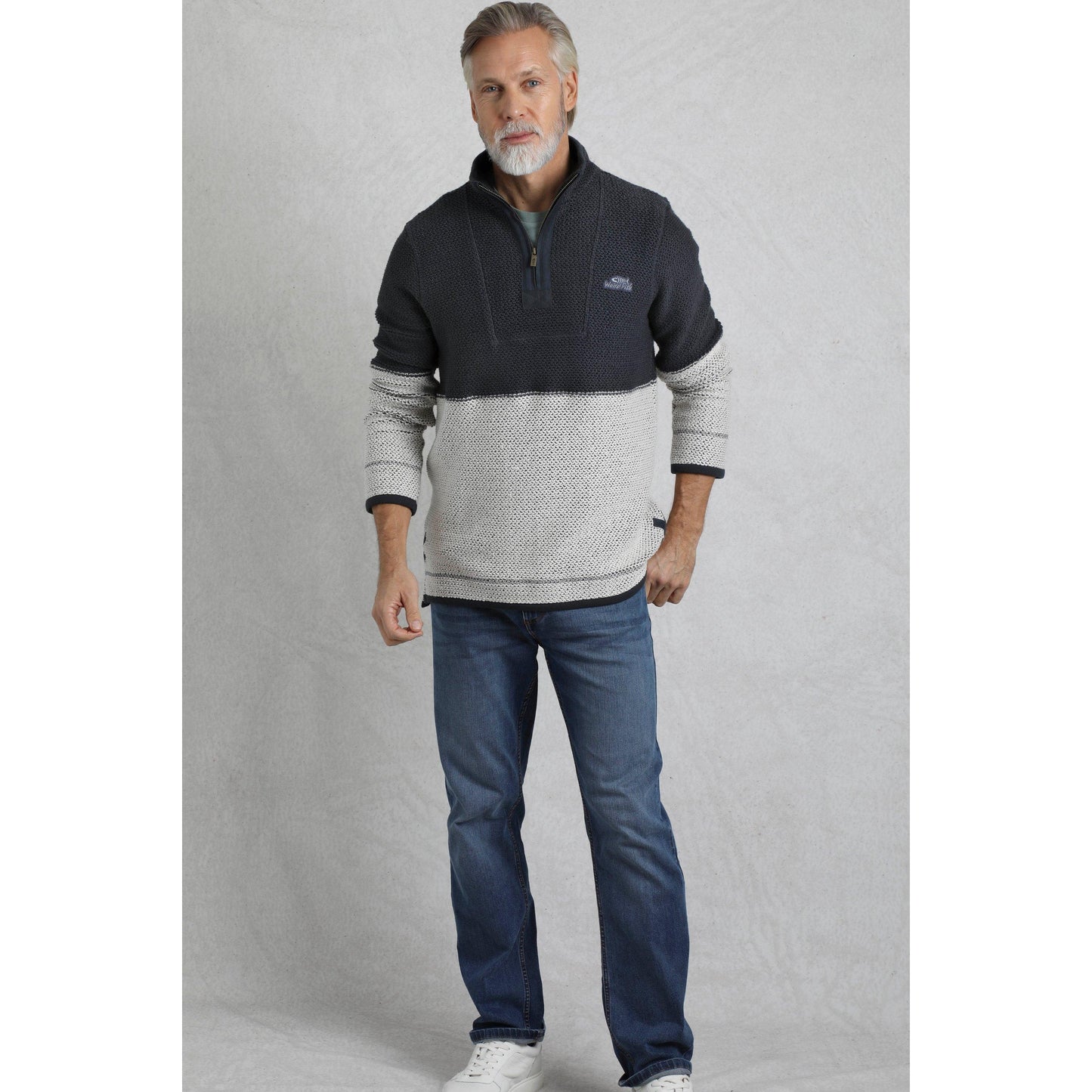 Dark Navy - Pack Shot - Weird Fish Mens Kielder Limited Edition Macaroni Quarter Zip Pullover