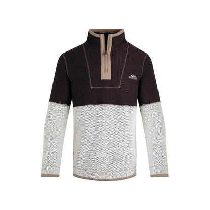 Coffee - Front - Weird Fish Mens Kielder Limited Edition Macaroni Quarter Zip Pullover