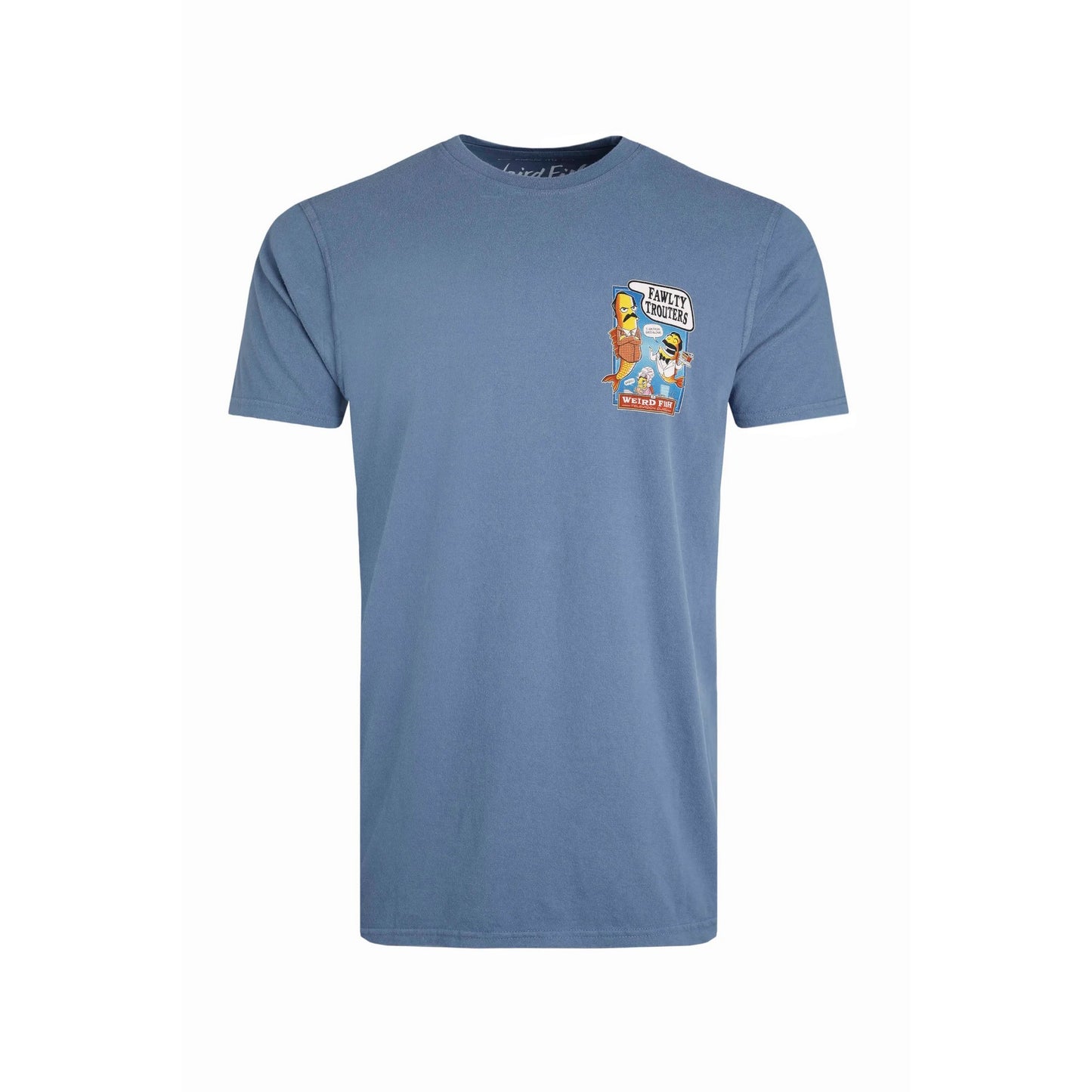 Mid Blue - Front - Weird Fish Mens Fawlty Trouters Marble Wash T-Shirt