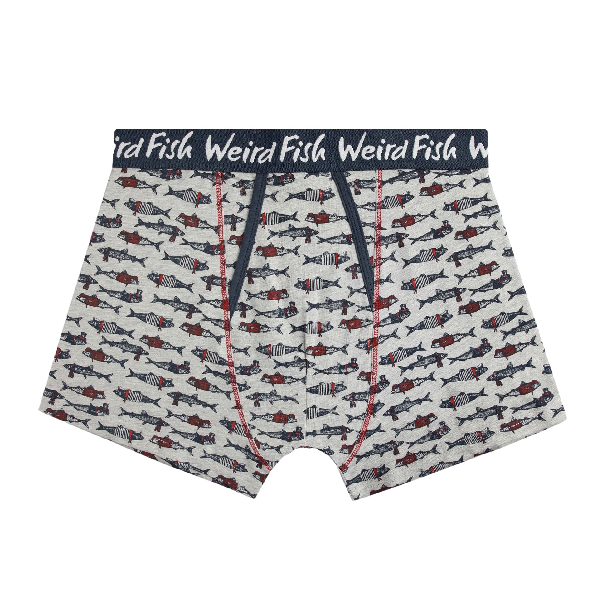 Grey Marl - Back - Weird Fish Mens Ashridge Logo Boxer Shorts (Pack of 3)