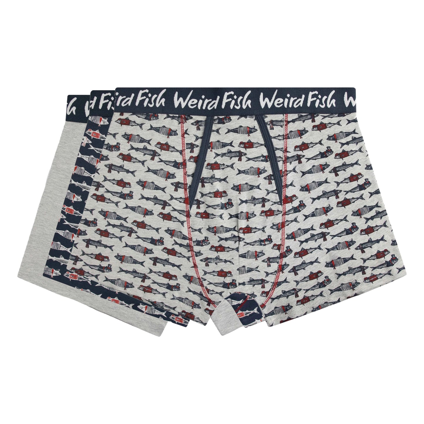 Grey Marl - Front - Weird Fish Mens Ashridge Logo Boxer Shorts (Pack of 3)