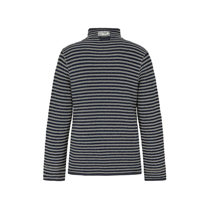 Frost Grey - Back - Weird Fish Mens Shorling Stripe Macaroni Quarter Zip Jumper