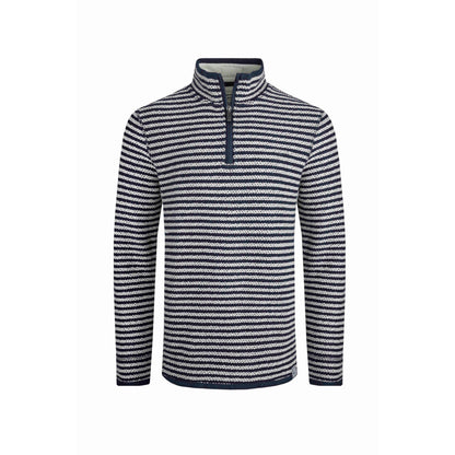Ecru - Front - Weird Fish Mens Shorling Stripe Macaroni Quarter Zip Jumper