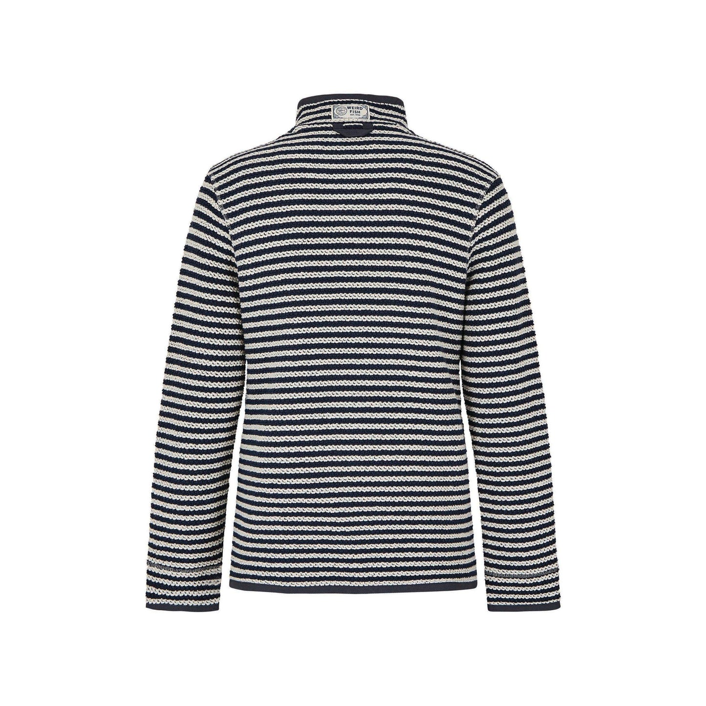 Ecru - Back - Weird Fish Mens Shorling Stripe Macaroni Quarter Zip Jumper