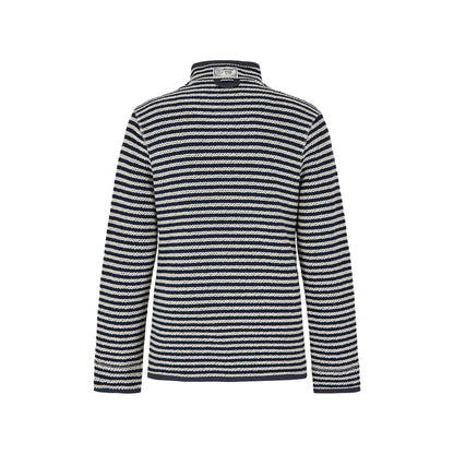 Ecru - Back - Weird Fish Mens Shorling Stripe Macaroni Quarter Zip Jumper