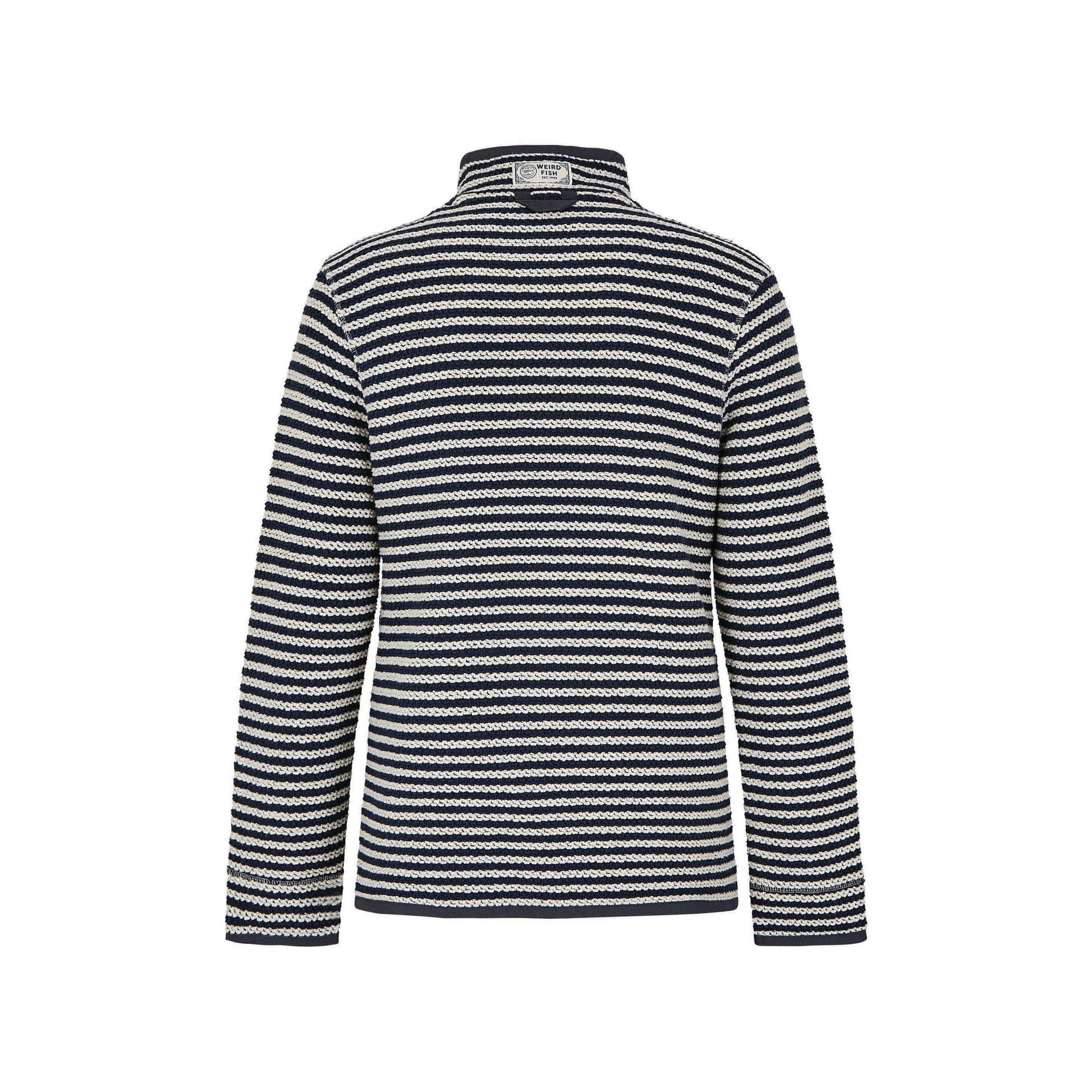 Ecru - Back - Weird Fish Mens Shorling Stripe Macaroni Quarter Zip Jumper