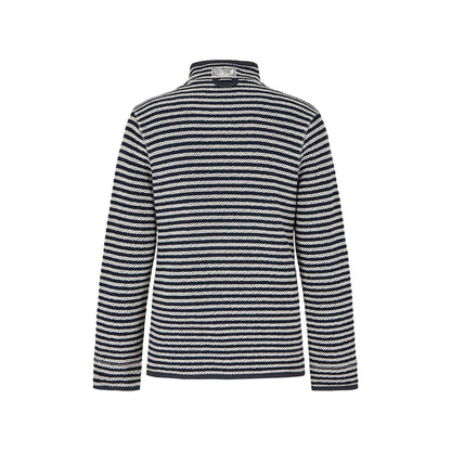 Ecru - Back - Weird Fish Mens Shorling Stripe Macaroni Quarter Zip Jumper
