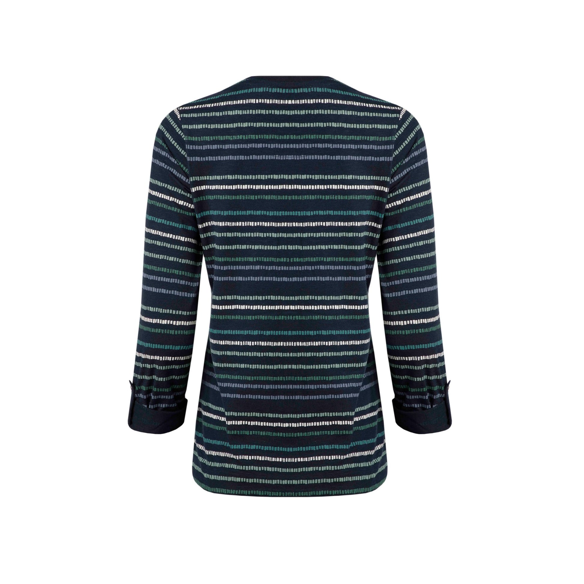 Navy - Back - Weird Fish Womens-Ladies Anonna Stripe Jersey Slub Organic T-Shirt