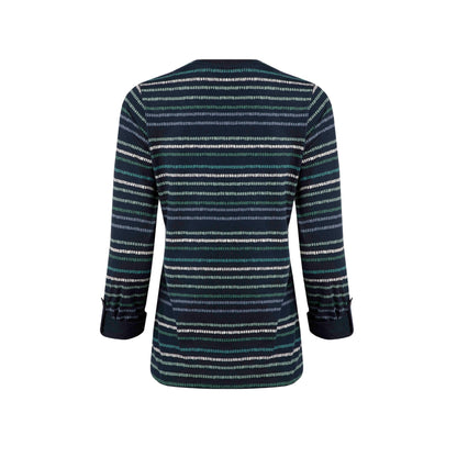 Navy - Back - Weird Fish Womens-Ladies Anonna Stripe Jersey Slub Organic T-Shirt
