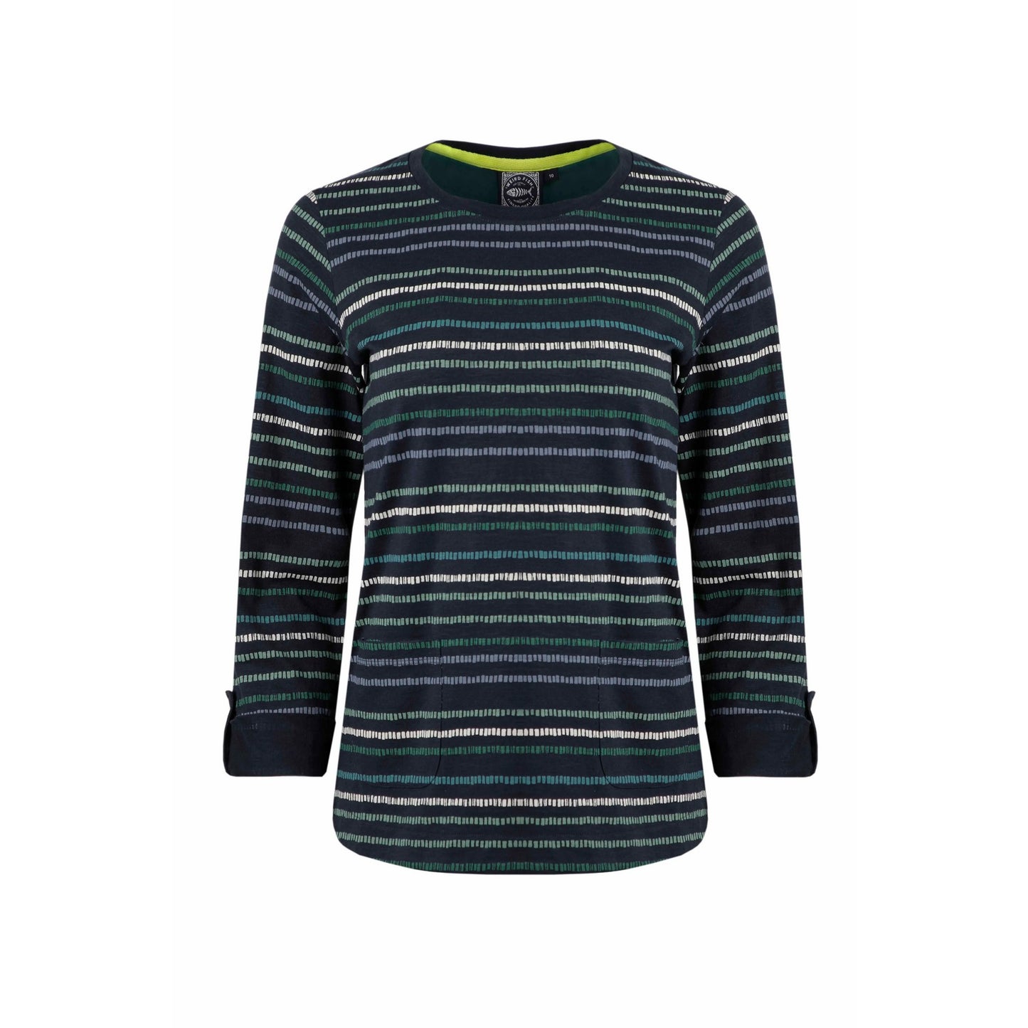 Navy - Front - Weird Fish Womens-Ladies Anonna Stripe Jersey Slub Organic T-Shirt