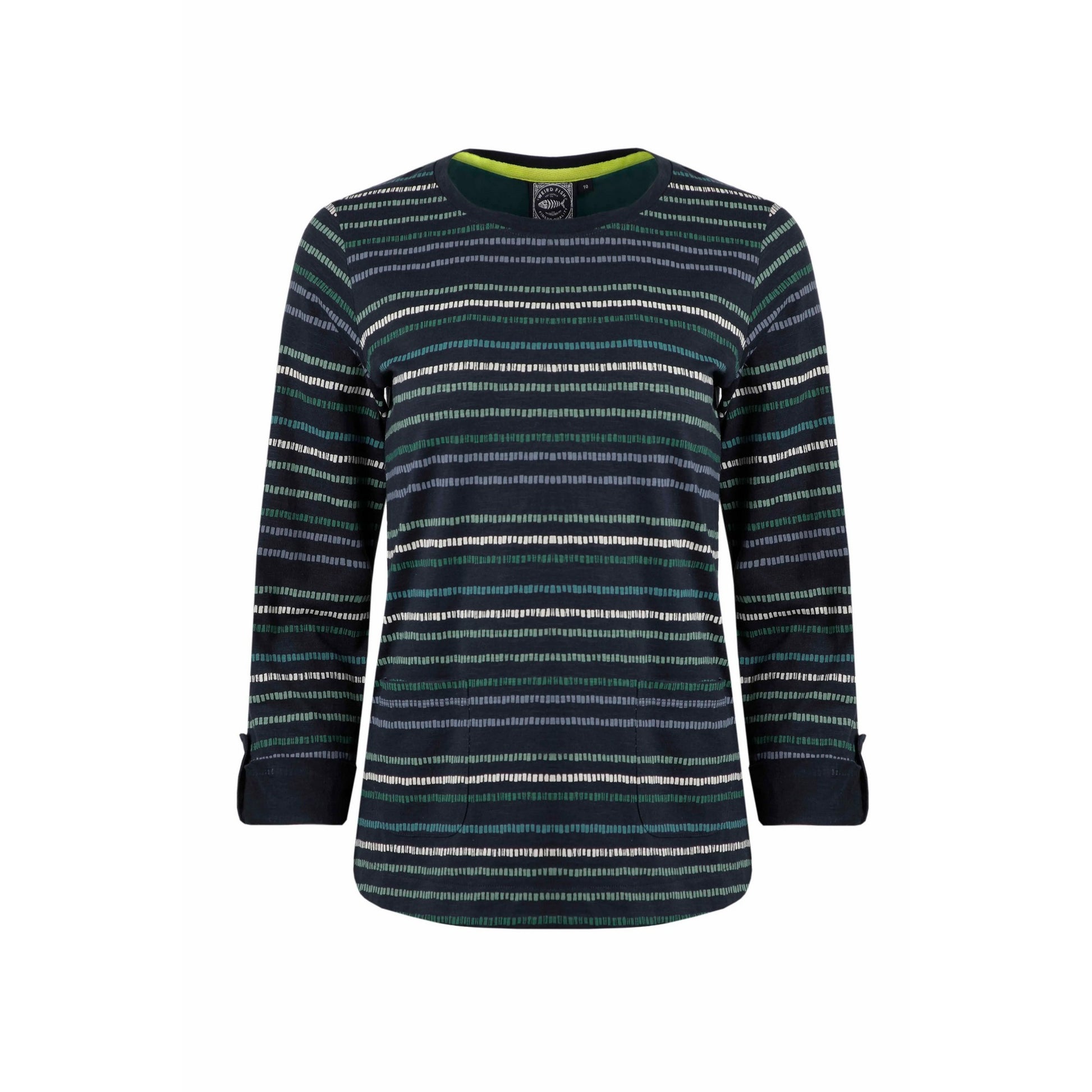 Navy - Front - Weird Fish Womens-Ladies Anonna Stripe Jersey Slub Organic T-Shirt