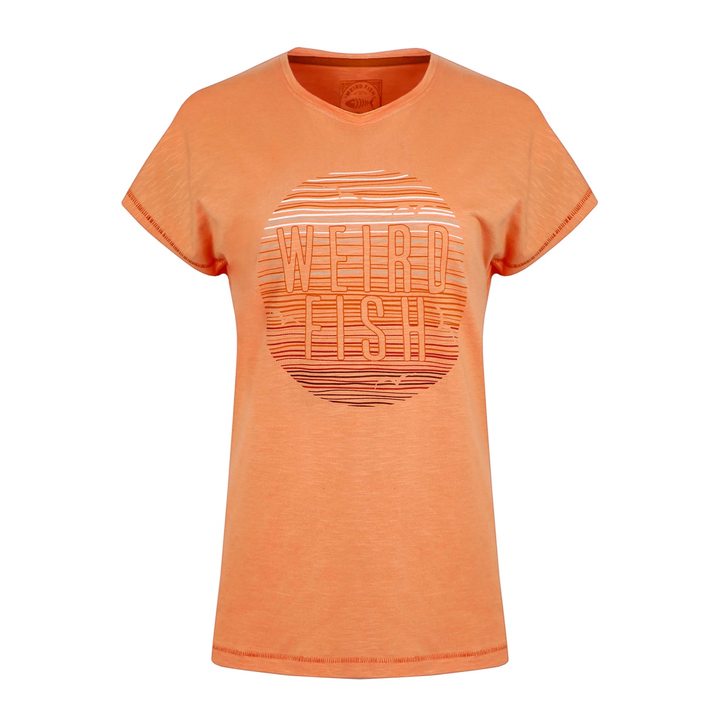 Apricot - Front - Weird Fish Womens-Ladies Sunset Slub Organic T-Shirt