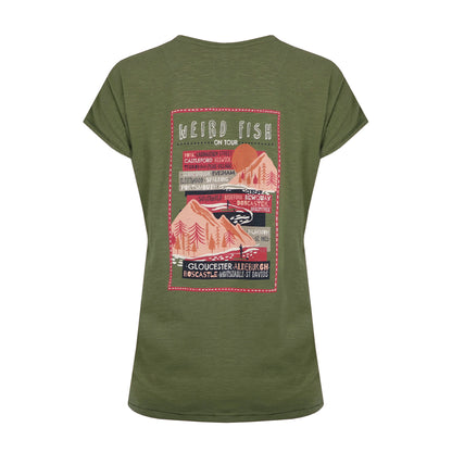 Olive Green - Back - Weird Fish Womens-Ladies Location Graphic Print Slub Organic T-Shirt