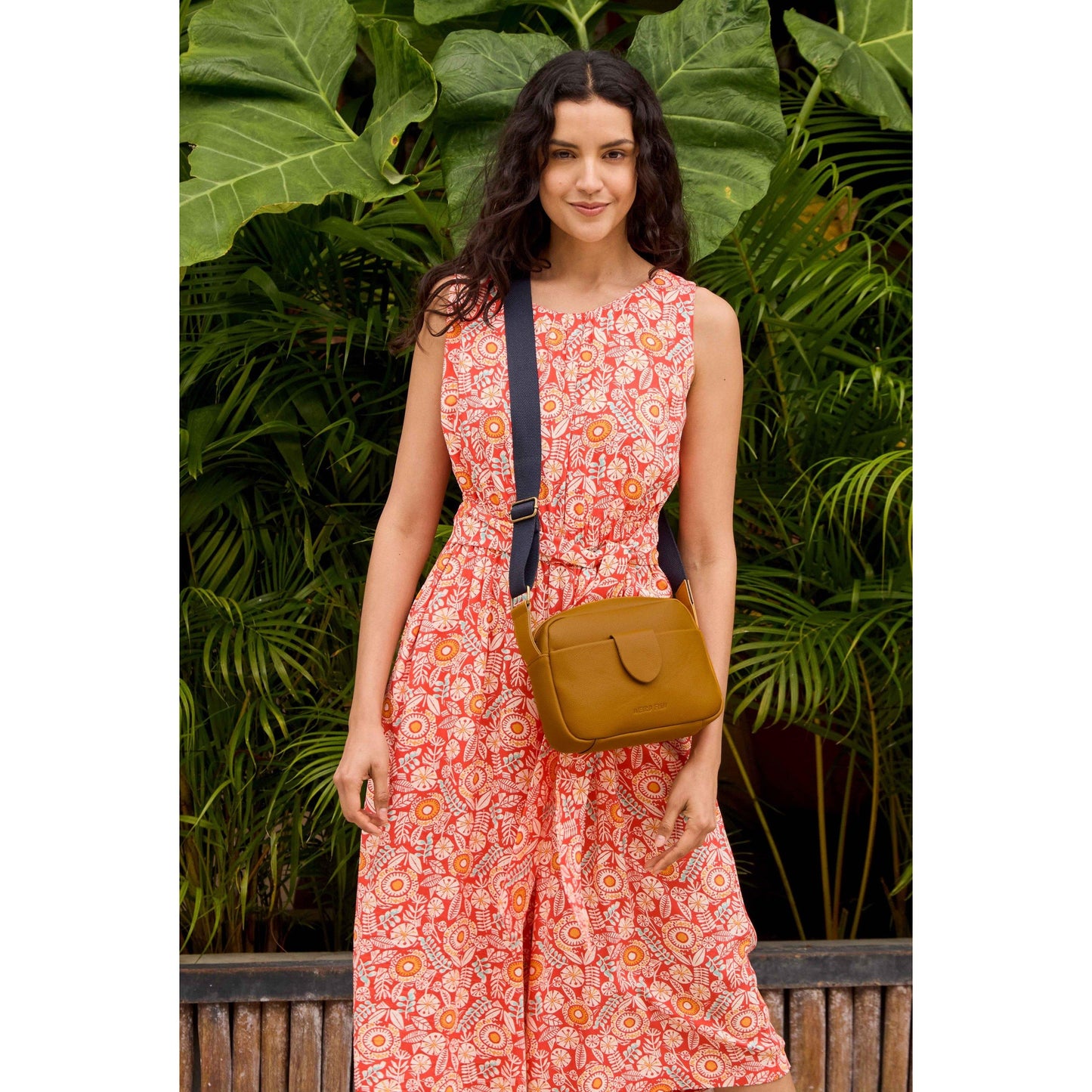 Deep Amber - Side - Weird Fish Dion Plain Vegan Leather Crossbody Bag
