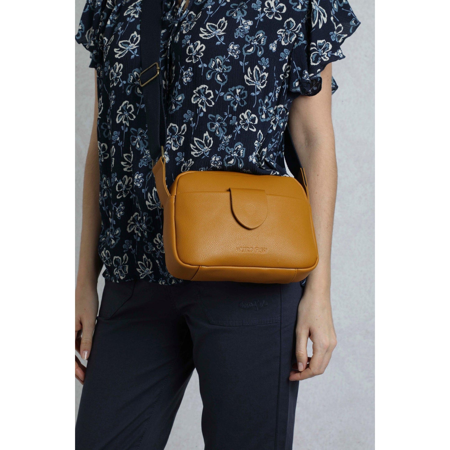 Deep Amber - Pack Shot - Weird Fish Dion Plain Vegan Leather Crossbody Bag
