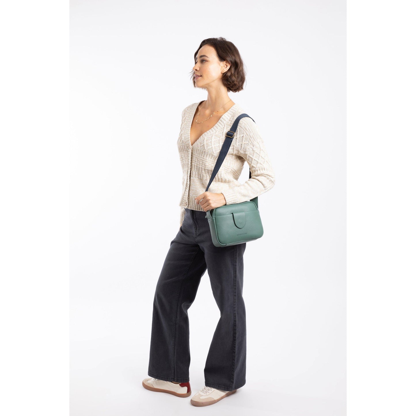 Army Green - Back - Weird Fish Dion Plain Vegan Leather Crossbody Bag