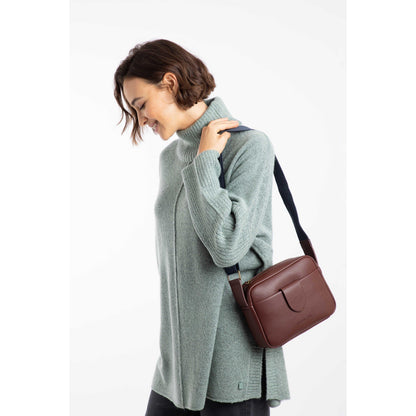 Bitter Chocolate - Front - Weird Fish Dion Plain Vegan Leather Crossbody Bag