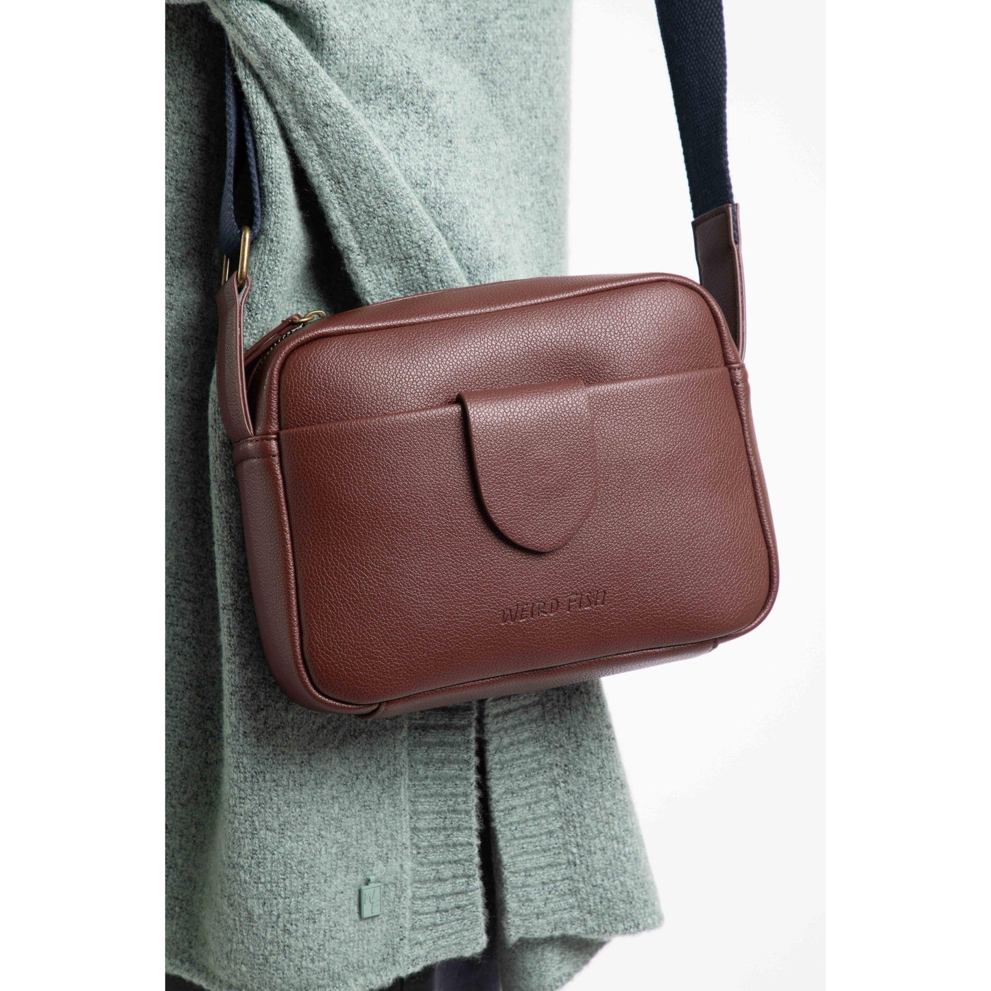Bitter Chocolate - Back - Weird Fish Dion Plain Vegan Leather Crossbody Bag