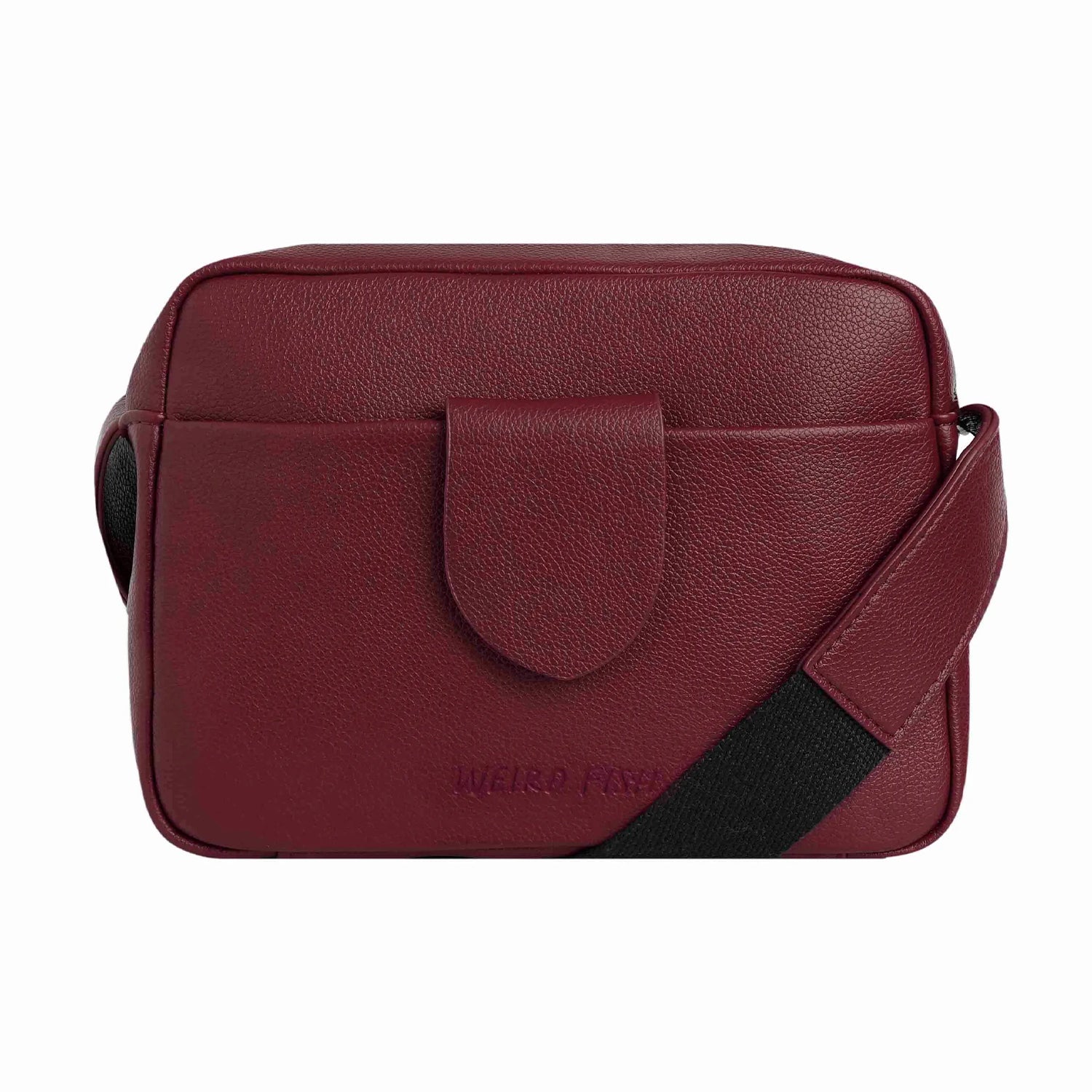Mulled Wine - Front - Weird Fish Dion Plain Vegan Leather Crossbody Bag