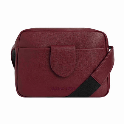 Mulled Wine - Front - Weird Fish Dion Plain Vegan Leather Crossbody Bag