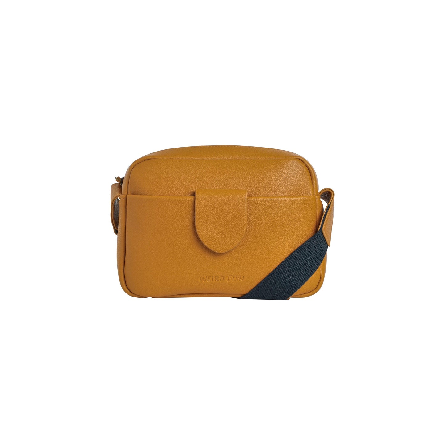 Deep Amber - Front - Weird Fish Dion Plain Vegan Leather Crossbody Bag