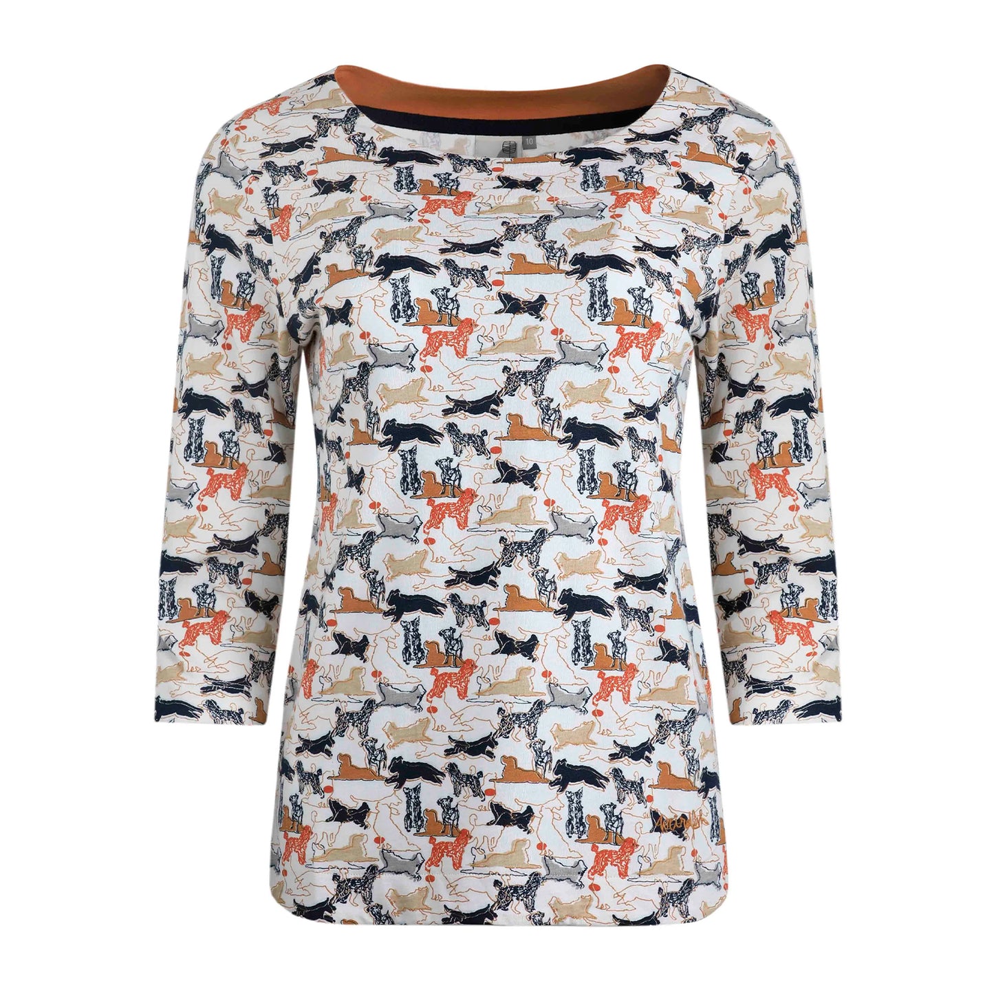 Light Cream - Front - Weird Fish Womens-Ladies Pinto Dog Print Jersey Organic T-Shirt