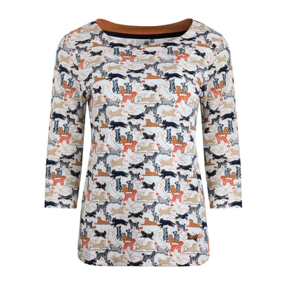 Light Cream - Front - Weird Fish Womens-Ladies Pinto Dog Print Jersey Organic T-Shirt