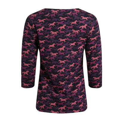 Mulled Wine - Back - Weird Fish Womens-Ladies Pinto Horse Jersey Organic T-Shirt