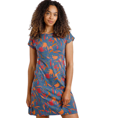 Ensign Blue - Lifestyle - Weird Fish Womens-Ladies Tallahasse Leafy Floral Organic Cotton Dress