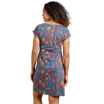 Ensign Blue - Pack Shot - Weird Fish Womens-Ladies Tallahasse Leafy Floral Organic Cotton Dress