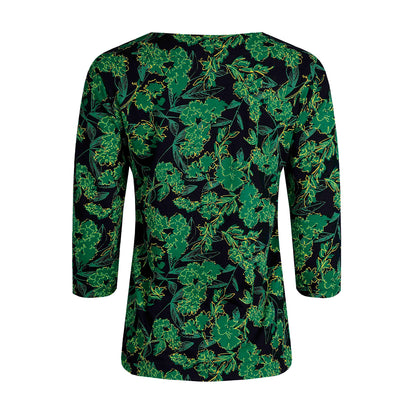 Night Blue - Back - Weird Fish Womens-Ladies Pinto Leaf Print Jersey Organic T-Shirt