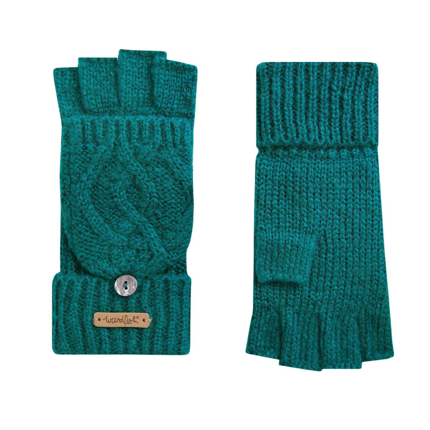 Peacock Blue - Side - Weird Fish Tally Eco Friendly Fingerless Gloves