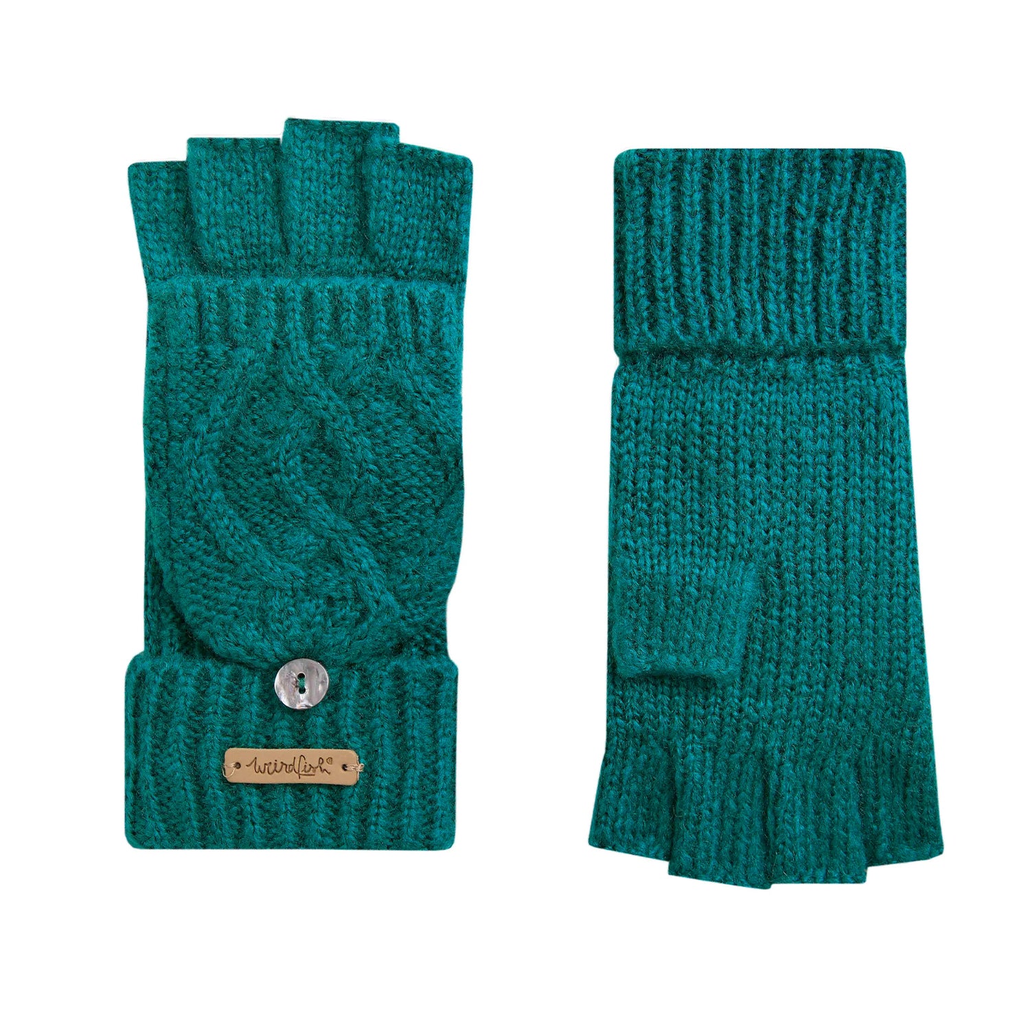 Peacock Blue - Side - Weird Fish Tally Eco Friendly Fingerless Gloves