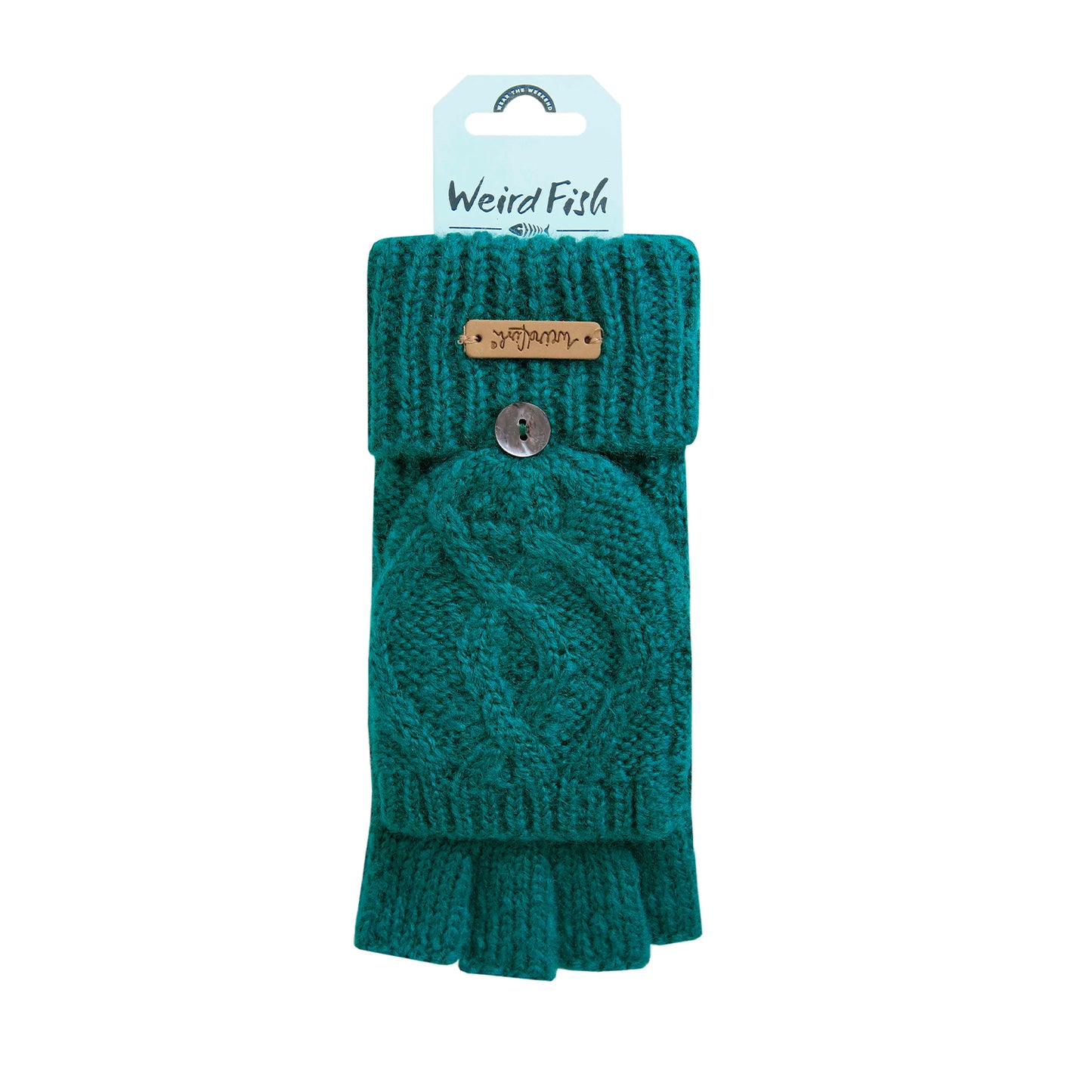 Peacock Blue - Pack Shot - Weird Fish Tally Eco Friendly Fingerless Gloves