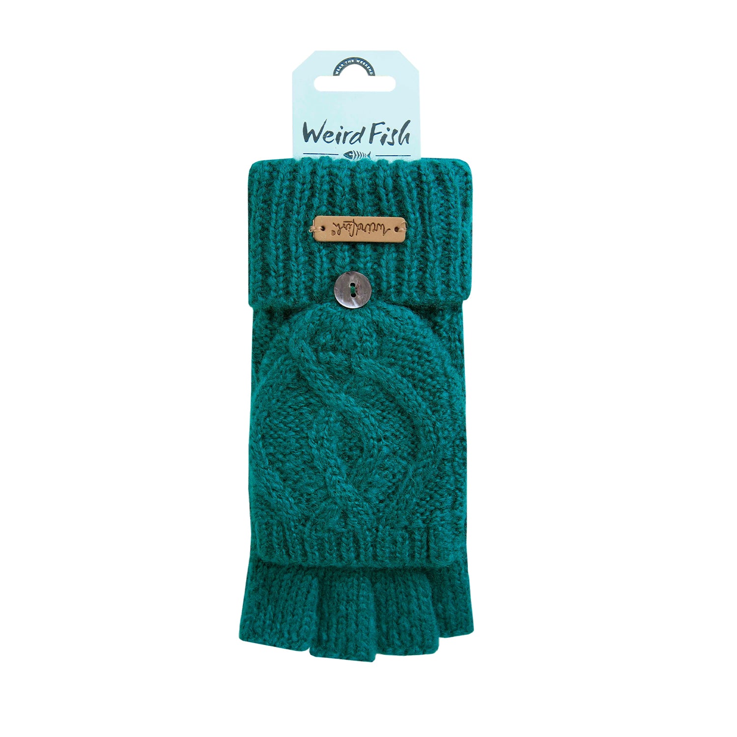 Peacock Blue - Pack Shot - Weird Fish Tally Eco Friendly Fingerless Gloves
