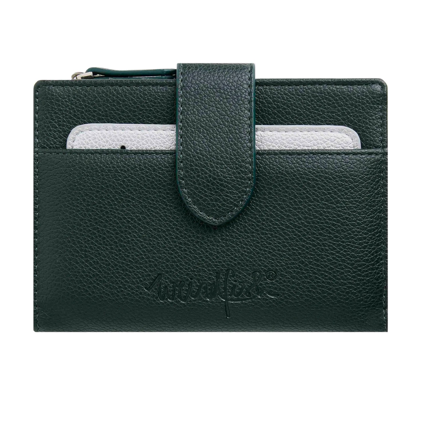 Olive Green - Front - Weird Fish Tabytha Plain Vegan Leather Coin Purse