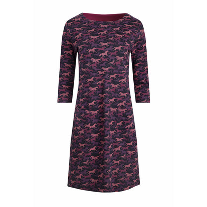 Mulled Wine - Front - Weird Fish Womens-Ladies Starshine Horse Jersey Organic Casual Dress