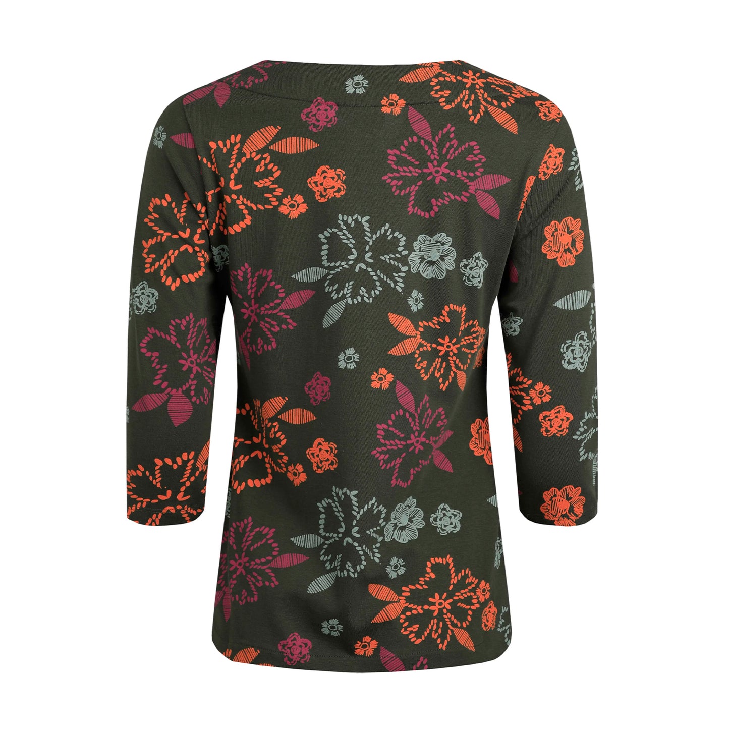 Fir Green - Back - Weird Fish Womens-Ladies Pinto Floral Jersey Organic T-Shirt