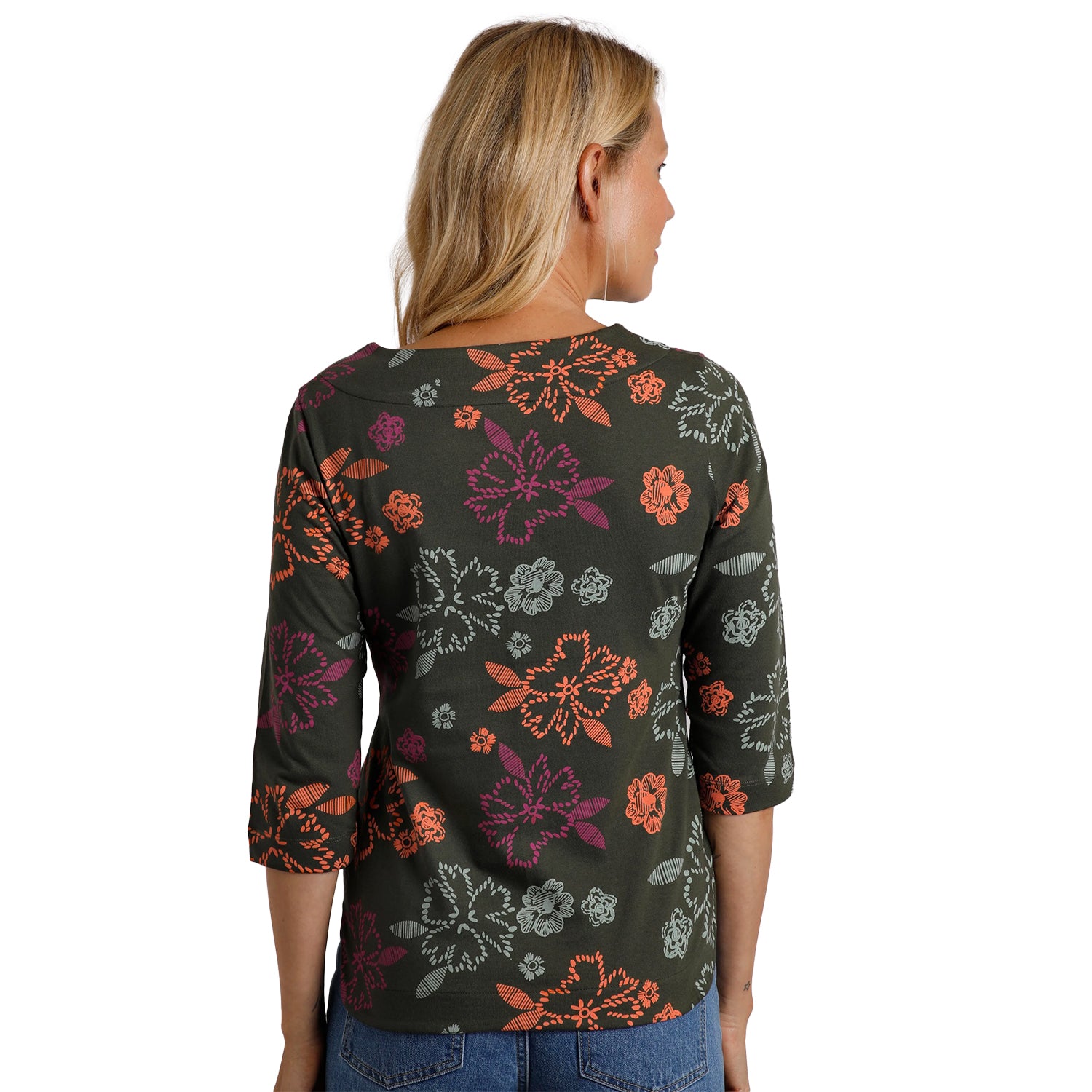 Fir Green - Lifestyle - Weird Fish Womens-Ladies Pinto Floral Jersey Organic T-Shirt
