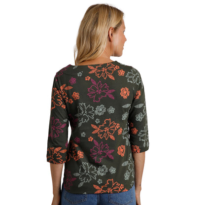 Fir Green - Lifestyle - Weird Fish Womens-Ladies Pinto Floral Jersey Organic T-Shirt