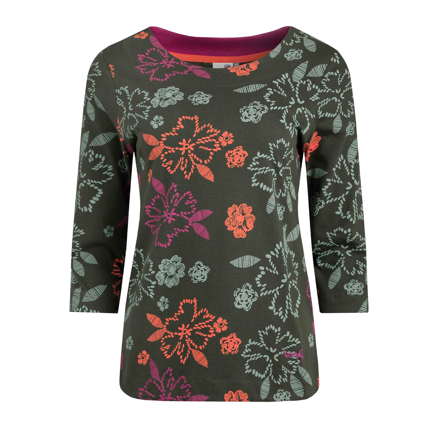 Fir Green - Front - Weird Fish Womens-Ladies Pinto Floral Jersey Organic T-Shirt