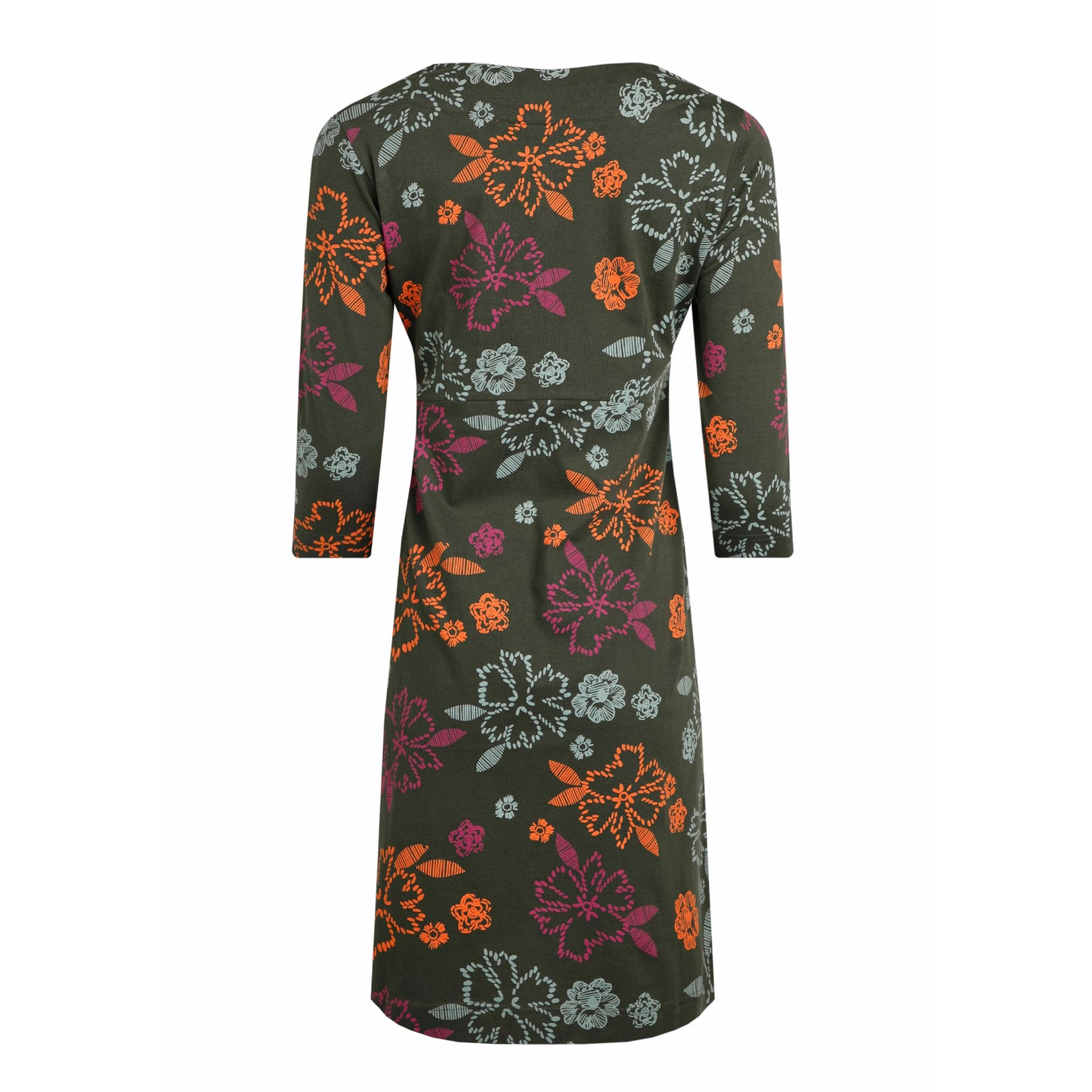 Fir Green - Back - Weird Fish Womens-Ladies Starshine Floral Jersey Organic Dress