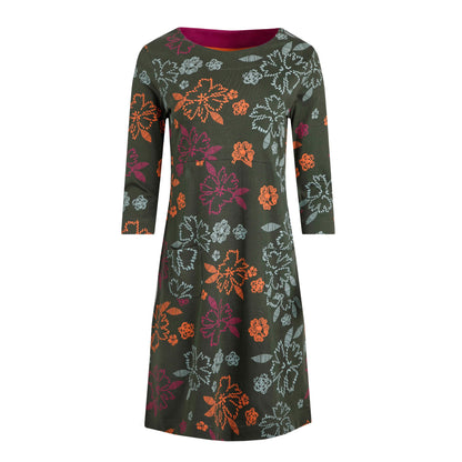 Fir Green - Front - Weird Fish Womens-Ladies Starshine Floral Jersey Organic Dress