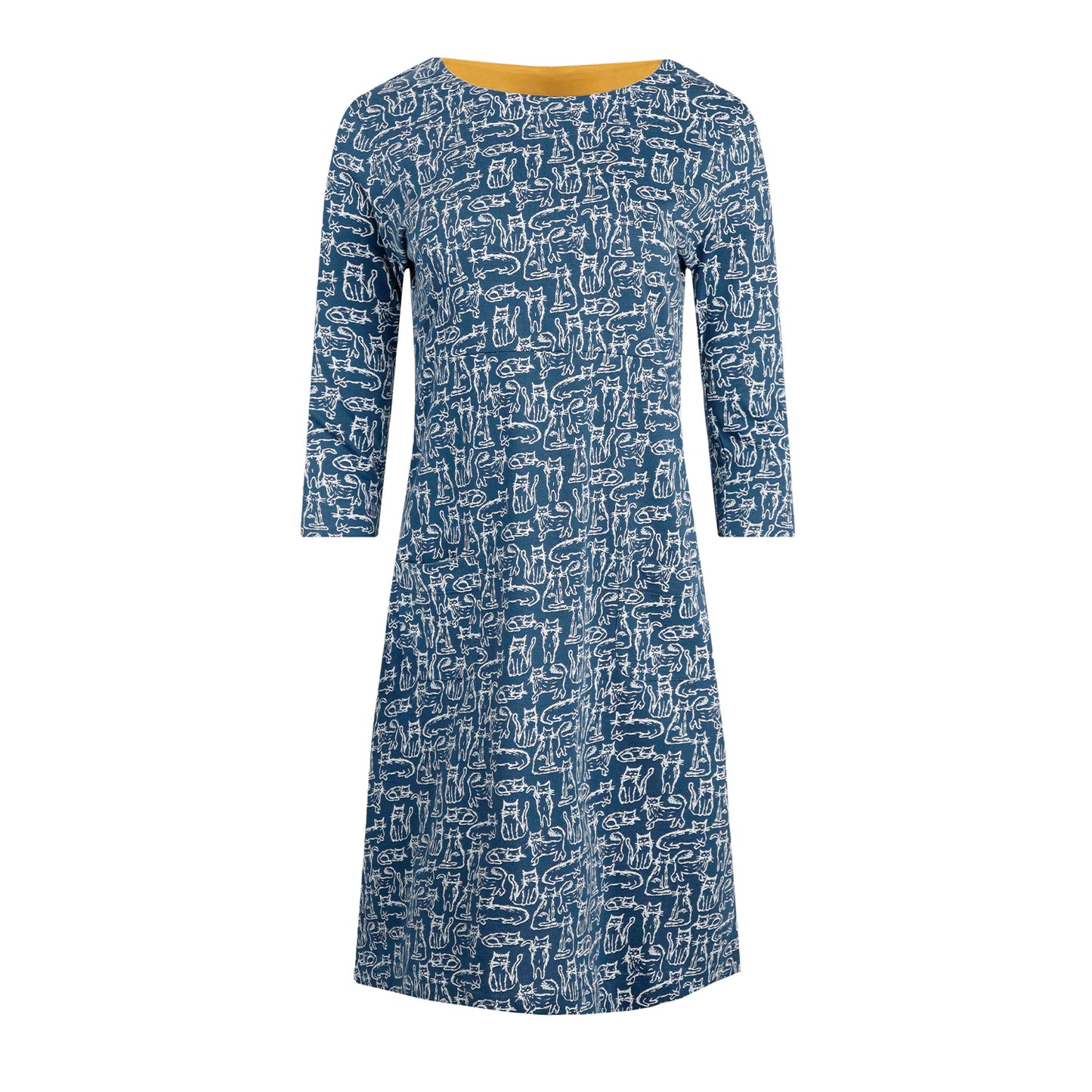 Light Blue - Front - Weird Fish Womens-Ladies Starshine Dog Jersey Organic Casual Dress